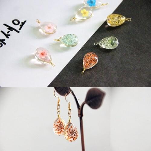 With hanging copper wire water droplets crystal dried flower gypsophila glass ball diy earrings necklace material accessories
