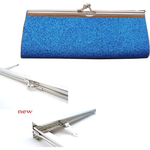 Silver Open Channel Clutch Purse Frame with Chain Loops