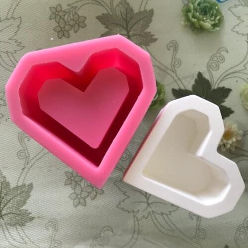 3D Heart Silicone Ashtray Tray Mould Resin Epoxy Craft Planter Flowers Pot Molds Concrete Casting