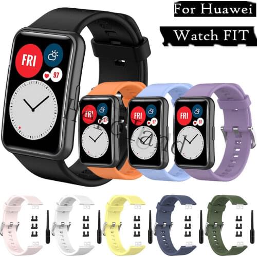 Soft Silicone Watchband For Huawei Watch Fit Strap Original Smartwatch Band Wriststrap Belt bracelet Accessories with tool hot