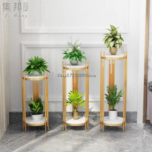 Nordic modern light luxury marble interior simple flower shelf living room decoration ornaments balcony floor shelf