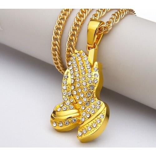 2021 Sparkling necklace, Rhinestone, Buddhas hand necklace, hip-hop pendants, fashionable mens and womens street dance pendan