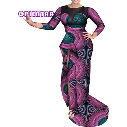 Traditional African Dresses for Women Party Dashiki Clothing Ankara Robe Africaine Long Split African Dresses for Women WY9040