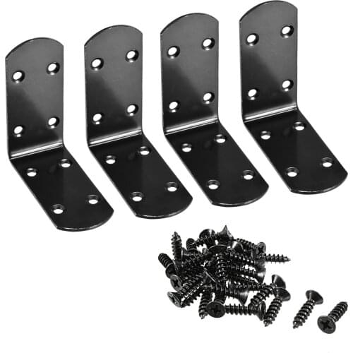 Uxcell Corner Brace Angle Bracket Fastener L Shape 85mmx85mmx37mm Black Round End 4pcs