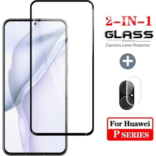2 in 1 Tempered Glass For Huawei P50 P40 P30 P20 Lite E Camera Lens Flim Cover Screen Protectors For HuaweiP50 40 30 20Pro sheet