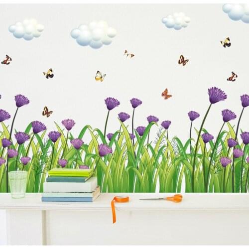 Green fresh chrysanthemum grass skirting kitchen and bathroom porch living room background wall stickers home decoration
