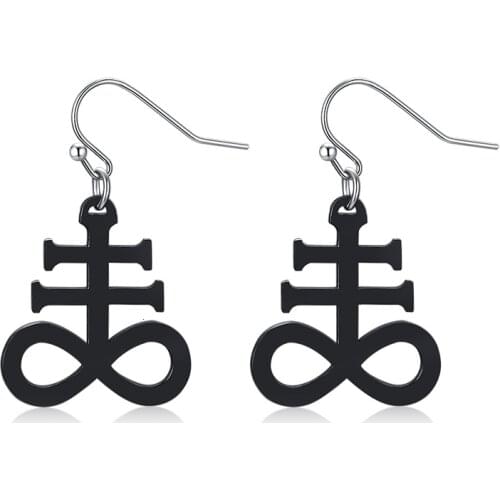 Stainless Steel Sigil Of Lucifer Leviathan Womens Drop Earrings Occult Ritual Seal Of Lucifer Luciferian Satanic Cross Jewelery