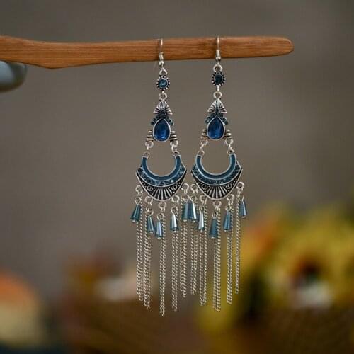 Female Jewelry Hanging Earrings Long Tassel Chains Woman Vintage Silver Color Pendent Earrings Accessories Goth Women Earring
