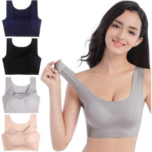 Plus Size Women Sport Bra Top Mesh Breathable Push Up Bras Running Fitness Athletic Vest Wireless Brassiere Bra