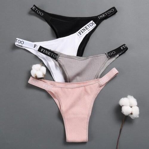 Womens Sports T-Back High Waist High Slit Cotton Underwear Threaded Cotton Letter Belt Briefs Panties Women