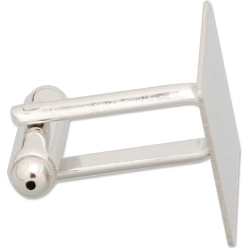 10 pcs/lot French 15*15 mm Square Pad Cufflinks blanks, White Gold tone Brass Cuff Links Base Wholesale-C2565