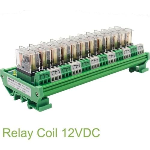 12 Channel 1 SPDT DIN Rail Mount OMRON G2R 12V DC/AC Interface Relay Module