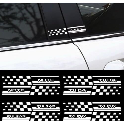 2pcs For Nissan Qashqai Juke Leaf Micra Sentra NOTE Patrol Maxima X-TRAIL Murano Car Window B Pillar Decals Body Trim Sticker