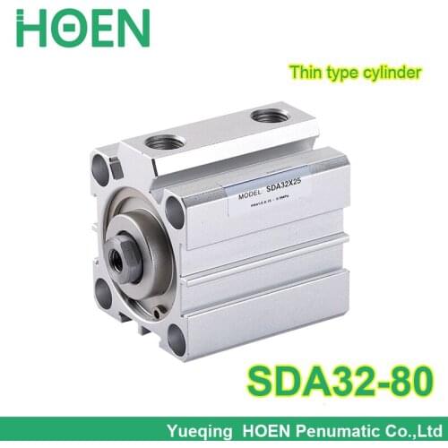 5pcs SDA32-80 32mm Bore 80mm Stroke 1/8" Port Pneumatic Compact Cylinder Double Action Airtac Type SDA series SDA32*80