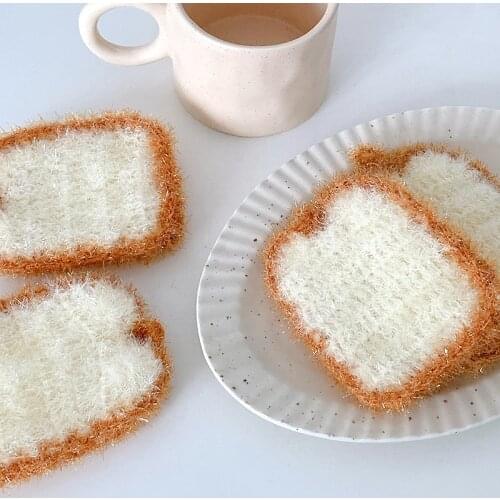 6pcs Slices Korean Bread Dish Towel Acrylic Polyester Dish Cloth Does Not Hurt The Pot kitchen Towel