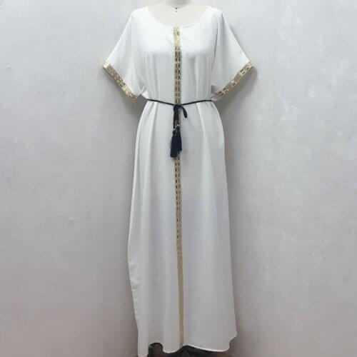 Abaya Dubai Muslim Dress Women Short Sleeve With Maxi Kaftan Caftan Dress Fashion Elegant Ramadan Islam Ramadan Kimono Vestidos