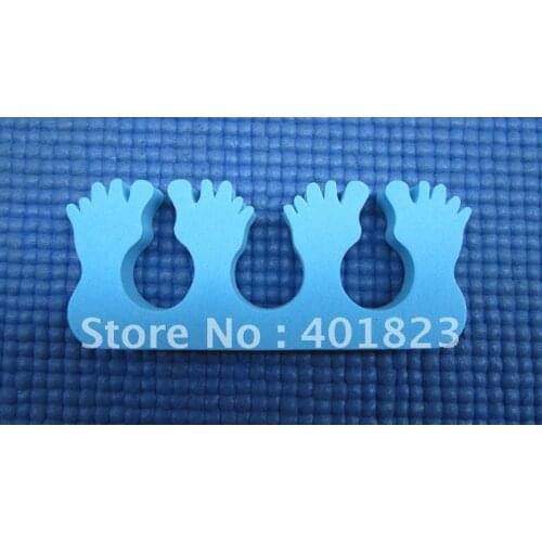 FREE SHIPPING 50 pcs/lot nail care EVA Soft Finger Toe Separator for nail art blue foot