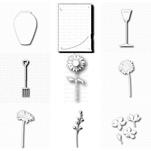 CH 2021 New Arrival Presell sunflower 3D Gift Stitched DIY Scrapbooking Stamps Craft Embossing Die Cut Making Stencil Template