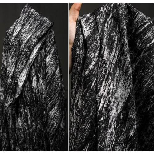 Black and white charcoal gray double-sided jacquard texture cloth three-dimensional gradient creative clothing fabric