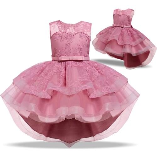 Kids Dresses for Girl Flower Girl Wedding Gown Dress 4 8 10 Year Birthday Party Elegant Children Girl Princess Dress Lace Frocks