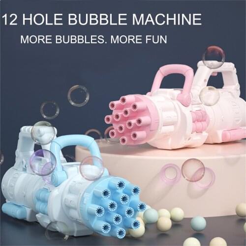 Children Bubble Gun 12 Holes Bubble Machine Automatic Variable Fan 2021 New Cool Soap Bubbles Guns Toys Kids pistola de burbujas