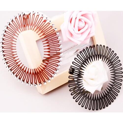 2pcs Soft Elastic Plastic Full Circle Hair Comb Flexible Teeth Hair Claws Headband DIY Tools Ponytail Hair Styling Accessories