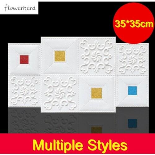 Brick Style 3D Wall Stickers 35x35CM Wallpapers DIY Anti-collision Self-adhesive Waterproof Ceiling Wall Decor Room Decoration