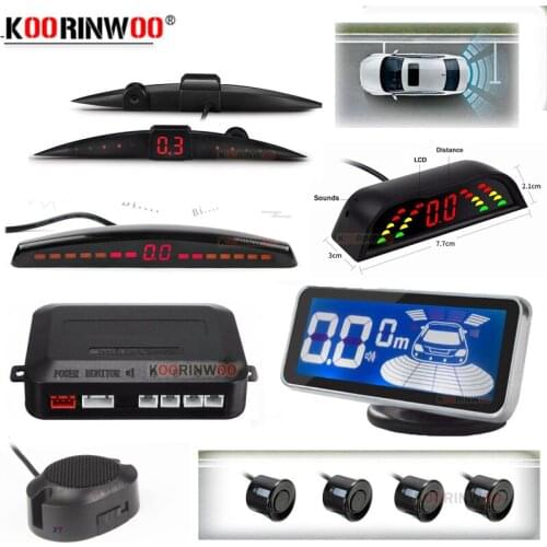 Koorinwoo Electromagnetic parking sensor 4 Car Radar Parking System With LCD Screen Black/Grey/Gold Reversing Step Speaker Alert