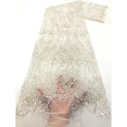 Handmade Bead Lace Embroidery African Lace Fabric 2021 High Quality French Nigeria Mesh Lace Fabric Sewing D4523