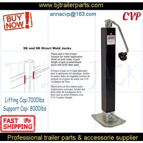 Square Trailer Jack W/ Footplate 8,000 Lbs. Adjust Drop Leg Topwind - 15" Lift Caravan Parts RV Camper Accessories