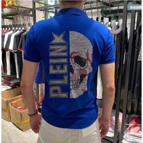 Summer Casual Polo Shirt Men Breathable Rhinestone Solid Short Sleeve Polo Shirts 11 Color Masculina Hombre Size M-4XL