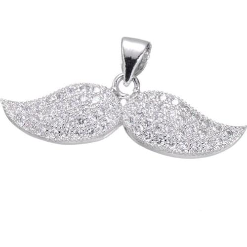 Hot Trendy Jewelry Cute Zircon Beard Floating Charms For Jewelry Making Bijoux Copper Micro Pave Dangle Charms Wholesale Bedels