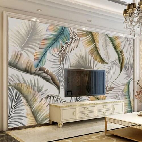 Custom Any Size Mural Wallpaper 3D Abstract Leaf Nordic Living Room TV Sofa Bedroom Home Decor Wall Painting Papel De Parede 3 D