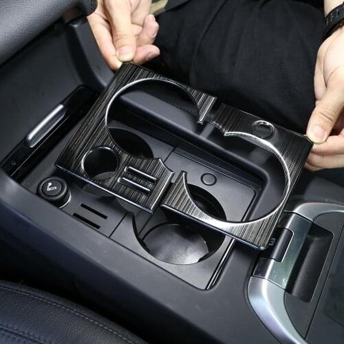 Stainless Steel Black Brushed Center Console Cup Holder Frame Trim Stickers for Land Rover Discovery Sport 2015-2020 Accessories