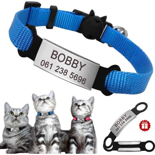 Customized Cat Collar Nylon Cats Collars With Personalized ID Tags Adjustable Collars Necklace For Small Dogs Pet Accessories