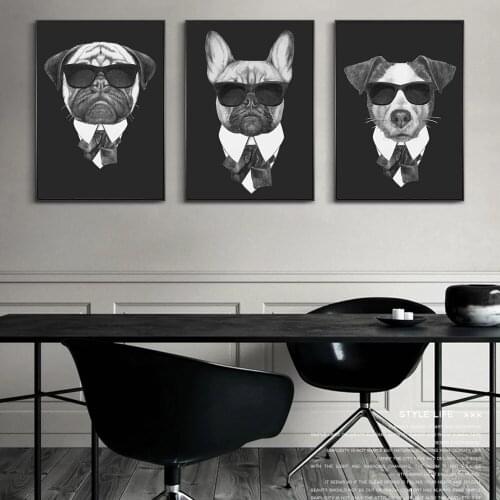 Nordic Dogs in a Suit Canvas Paintings On the Wall Art Posters And Prints Modern Funny Dogs Canvas Pictures For Living Room Wall