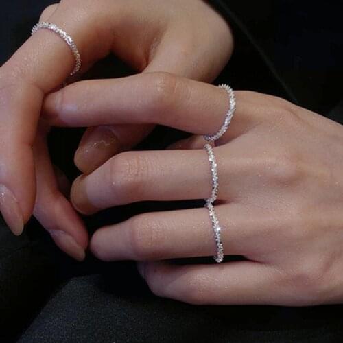 New Gorgeous Silver Color Copper Sparkling Ring For Women Girls Ladies Simple Compact Shining Finger Ring Charm Jewelry Gift