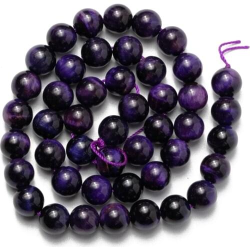Bulk Wholesale Purple Tiger Eye Agates Beads Natural Stone Loose Beads for Jewelry Making Necklace Bracelet DIY 4 6 8 10 12 14mm