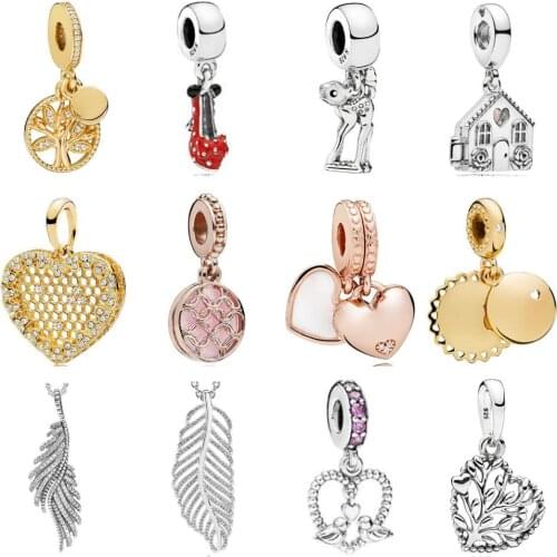 PDD DZ 18 925 Sterling Silver Spring New Charm Pendant with DIY Bracelet Necklace Jewelry Gift Carving Suitable for Women