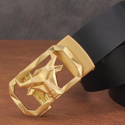 Designer Belts cow pattern Automatic Buckle belts man luxury brand 3.5cm Girdle Wide genuine leather fashion leisure Waistband