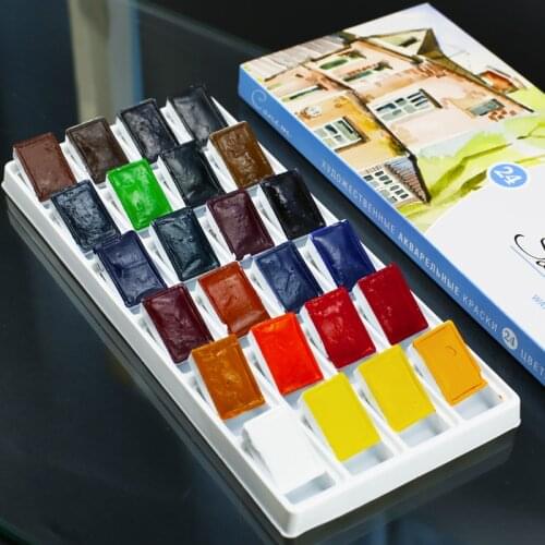 Russian White Night Solid Watercolor Pigment 24/36color Set Students Iron Boxed Artist-level Sketch Pigment Watercolor Set