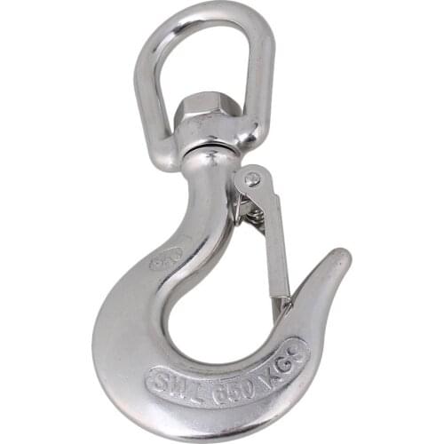 Silver 304 Stainless Steel American Type Trigger Round Swivel-Eye Lifting Snap Tone Hook with 650KG Working Load Limit
