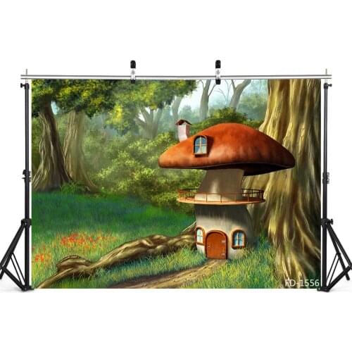 Fairy Tale Mushroom Room Photography Background For Children Baby Portrait Photo Shoot Props Photo Backdrops Photo Studio