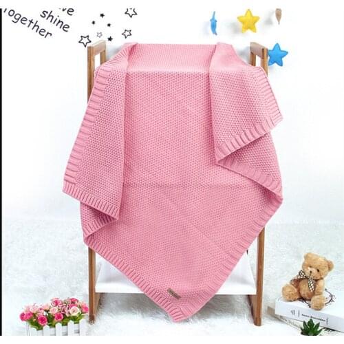 Baby Knitted Blankets Newborn Cotton Swaddle Wrap Blankets Stroller Bed Crib Sheet 90*90cm Solid Color Toddler Bedding Towels