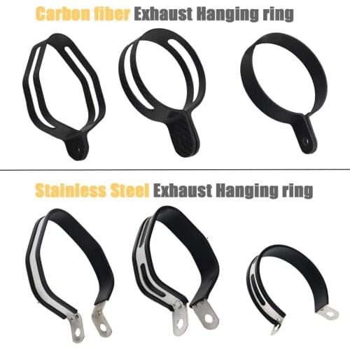 Universal Motorcycle Carbon Hexagonal Round Exhaust Muffler Pipe Bracket Clip Fasten Support Silencer Pipe Bracket Hanger Band