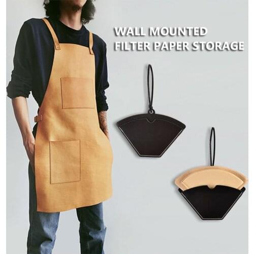 V60 Wall Mounteld Filtering Paper Storage Holder Stand Coffee Tools Cowhide Filter Paper Rack Coffee Accessories For Barista