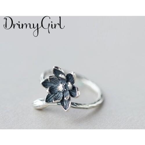 Punk Vintage Lotus Flower Ring For Women Men Adjustable Size Geometric Rings Exquisite Creative Jewelry Wholesale