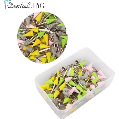 100pcs/Box Dental Polishing Cup Brush Dentist Tool Rubber Silicone Tapered Prophy Teeth Whitening