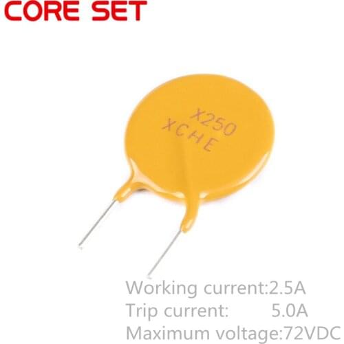 10PCS 72V 2.5A 2500MA PPTC Resettable Fuse RXEF250 XF250 Pitch 10mm