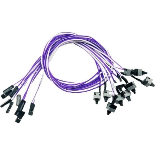 10PCS Reset Motherboard Cable Desktop Computer PC Case Power Button SW Switch Power Cord Cable Re-start Switch Cable for Mining